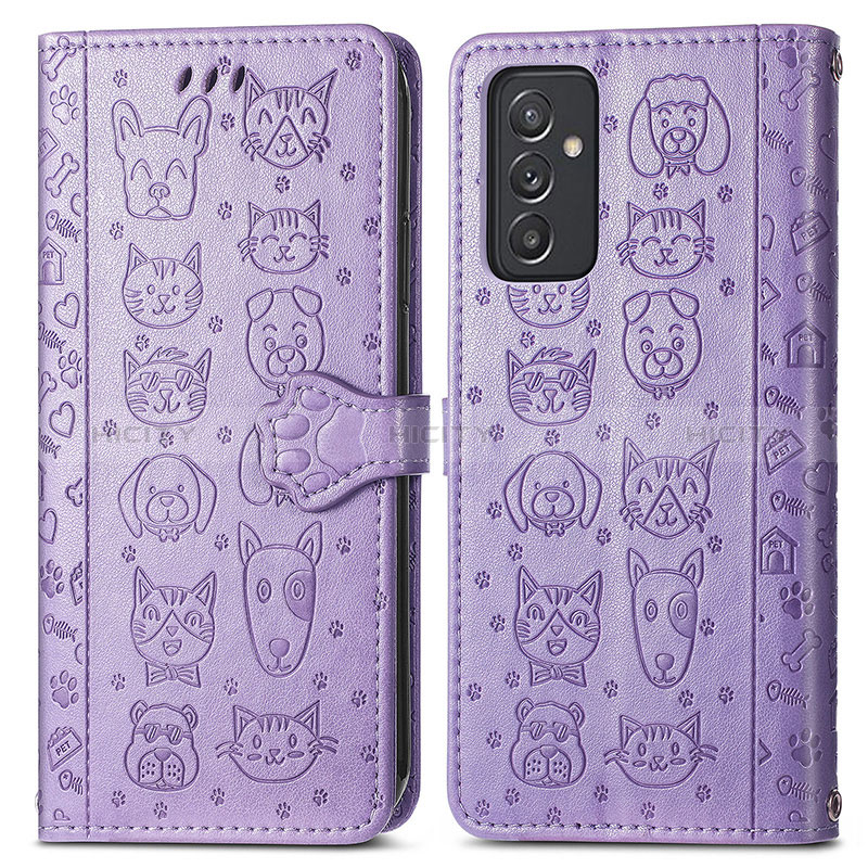 Funda de Cuero Cartera con Soporte Patron de Moda Carcasa S03D para Samsung Galaxy A35 5G Morado