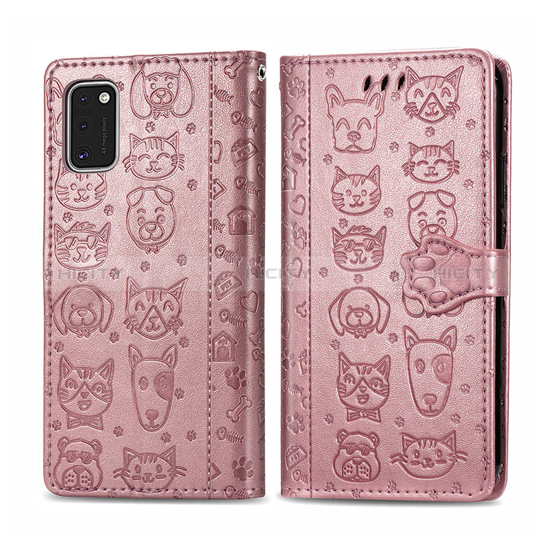 Funda de Cuero Cartera con Soporte Patron de Moda Carcasa S03D para Samsung Galaxy A41 Rosa