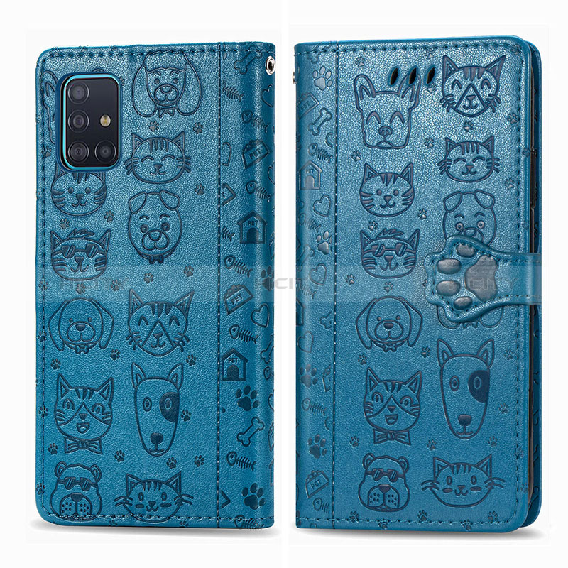 Funda de Cuero Cartera con Soporte Patron de Moda Carcasa S03D para Samsung Galaxy A51 4G