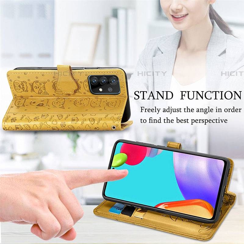 Funda de Cuero Cartera con Soporte Patron de Moda Carcasa S03D para Samsung Galaxy A52 5G