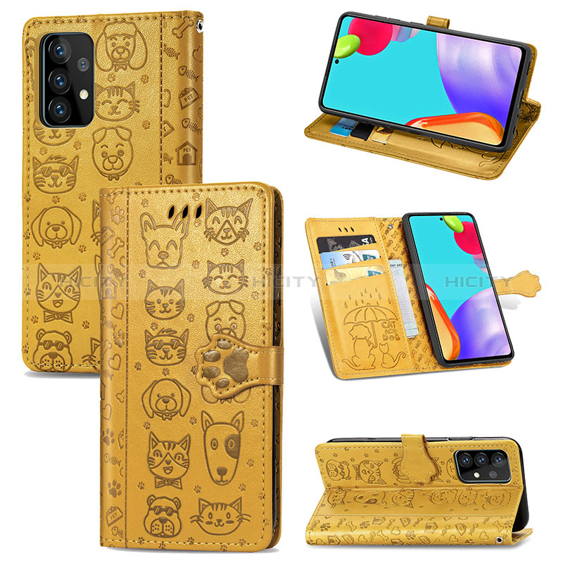 Funda de Cuero Cartera con Soporte Patron de Moda Carcasa S03D para Samsung Galaxy A52s 5G