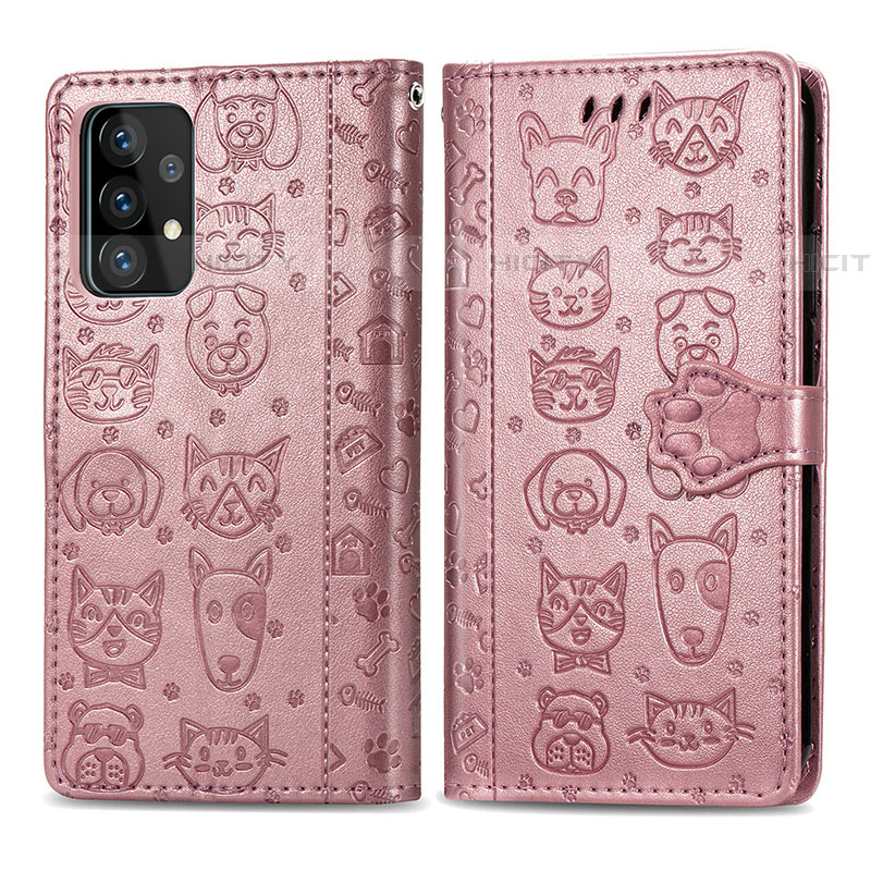 Funda de Cuero Cartera con Soporte Patron de Moda Carcasa S03D para Samsung Galaxy A72 4G Rosa