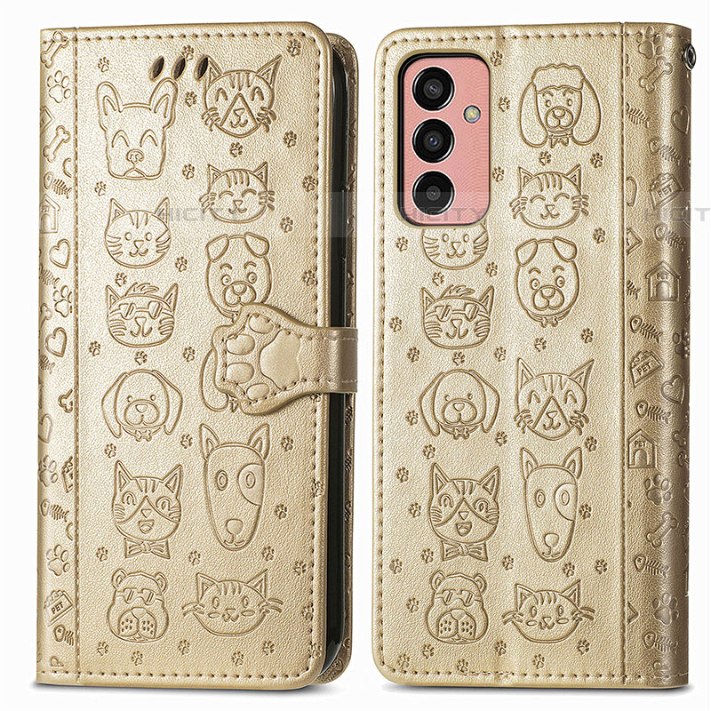 Funda de Cuero Cartera con Soporte Patron de Moda Carcasa S03D para Samsung Galaxy F13 4G Oro