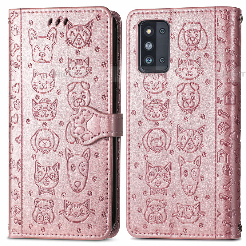 Funda de Cuero Cartera con Soporte Patron de Moda Carcasa S03D para Samsung Galaxy F52 5G Rosa