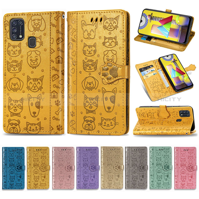 Funda de Cuero Cartera con Soporte Patron de Moda Carcasa S03D para Samsung Galaxy M21s