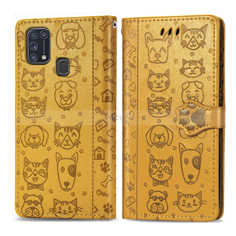 Funda de Cuero Cartera con Soporte Patron de Moda Carcasa S03D para Samsung Galaxy M21s