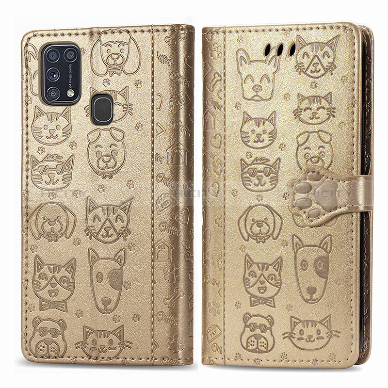 Funda de Cuero Cartera con Soporte Patron de Moda Carcasa S03D para Samsung Galaxy M21s