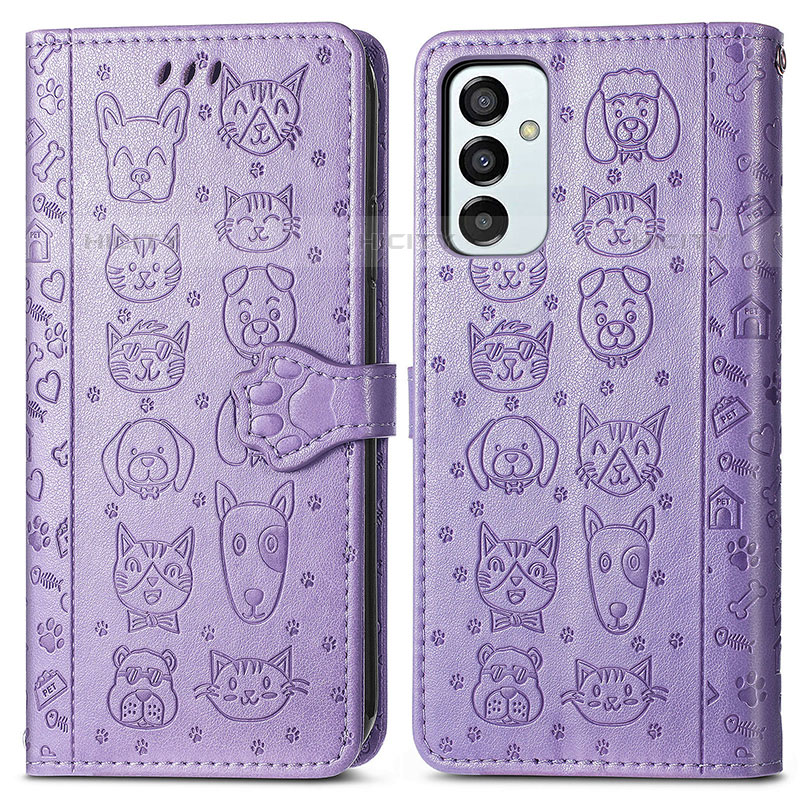 Funda de Cuero Cartera con Soporte Patron de Moda Carcasa S03D para Samsung Galaxy M23 5G Morado