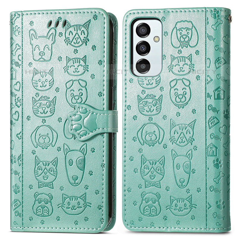 Funda de Cuero Cartera con Soporte Patron de Moda Carcasa S03D para Samsung Galaxy M23 5G Verde