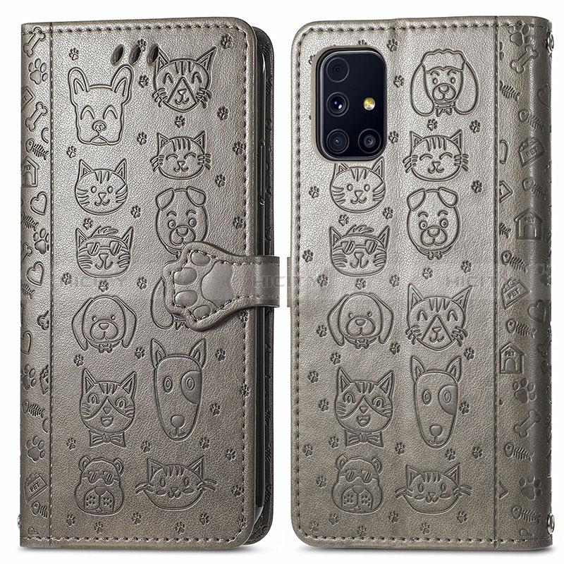 Funda de Cuero Cartera con Soporte Patron de Moda Carcasa S03D para Samsung Galaxy M31s Gris