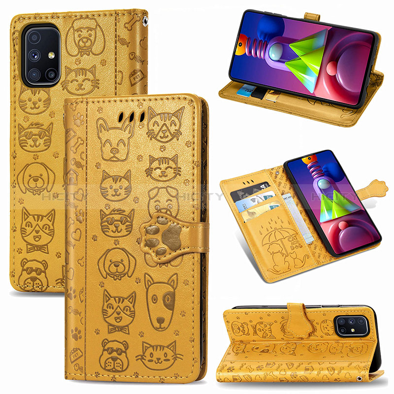 Funda de Cuero Cartera con Soporte Patron de Moda Carcasa S03D para Samsung Galaxy M51