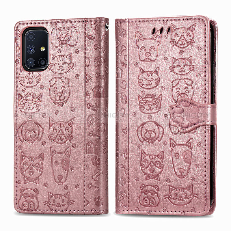 Funda de Cuero Cartera con Soporte Patron de Moda Carcasa S03D para Samsung Galaxy M51 Rosa