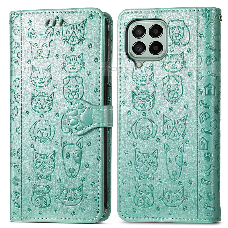 Funda de Cuero Cartera con Soporte Patron de Moda Carcasa S03D para Samsung Galaxy M53 5G Verde