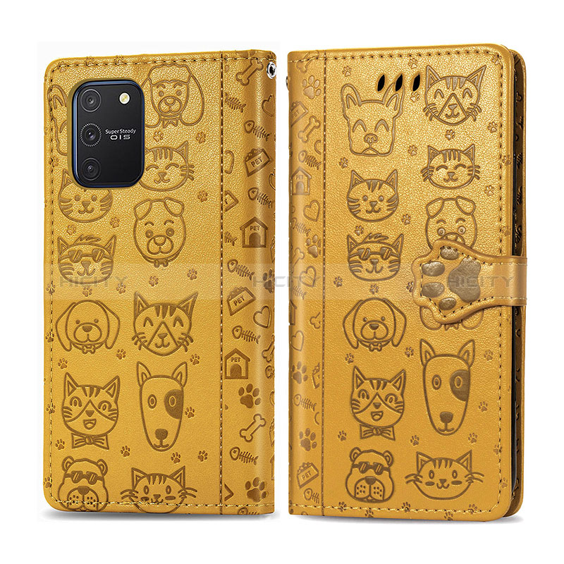 Funda de Cuero Cartera con Soporte Patron de Moda Carcasa S03D para Samsung Galaxy S10 Lite Amarillo