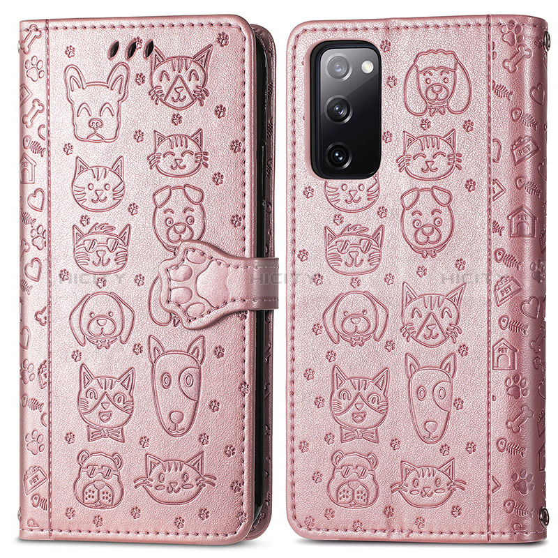 Funda de Cuero Cartera con Soporte Patron de Moda Carcasa S03D para Samsung Galaxy S20 FE (2022) 5G Rosa