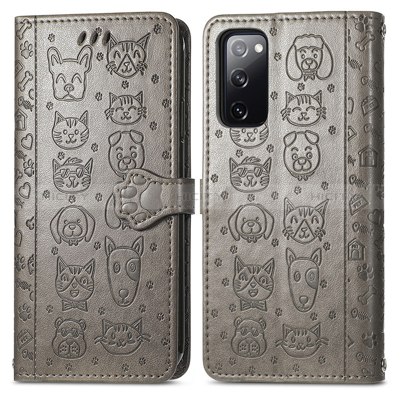 Funda de Cuero Cartera con Soporte Patron de Moda Carcasa S03D para Samsung Galaxy S20 FE 5G Gris