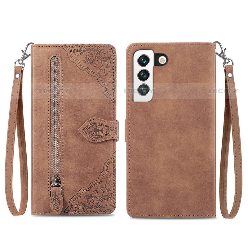 Funda de Cuero Cartera con Soporte Patron de Moda Carcasa S03D para Samsung Galaxy S21 FE 5G Marron