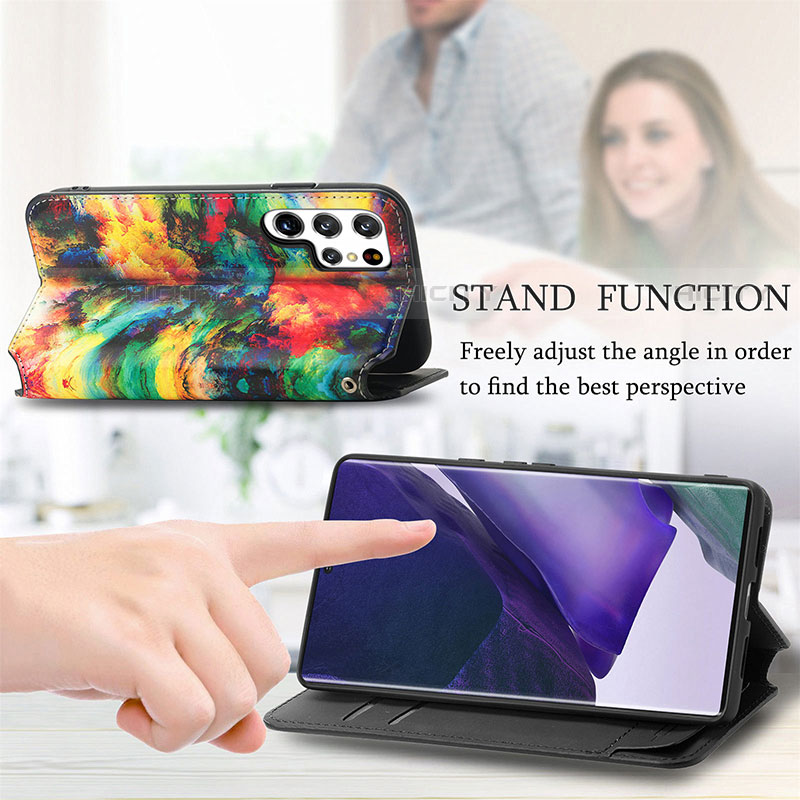 Funda de Cuero Cartera con Soporte Patron de Moda Carcasa S03D para Samsung Galaxy S23 Ultra 5G