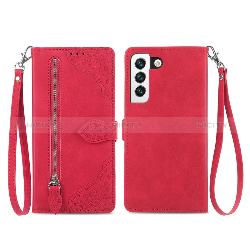 Funda de Cuero Cartera con Soporte Patron de Moda Carcasa S03D para Samsung Galaxy S24 5G Rojo