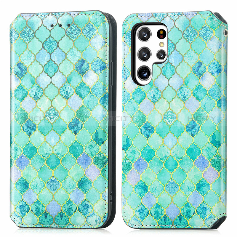 Funda de Cuero Cartera con Soporte Patron de Moda Carcasa S03D para Samsung Galaxy S24 Ultra 5G