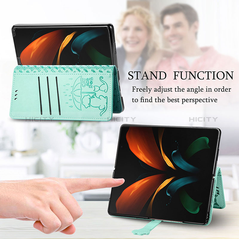 Funda de Cuero Cartera con Soporte Patron de Moda Carcasa S03D para Samsung Galaxy Z Fold3 5G