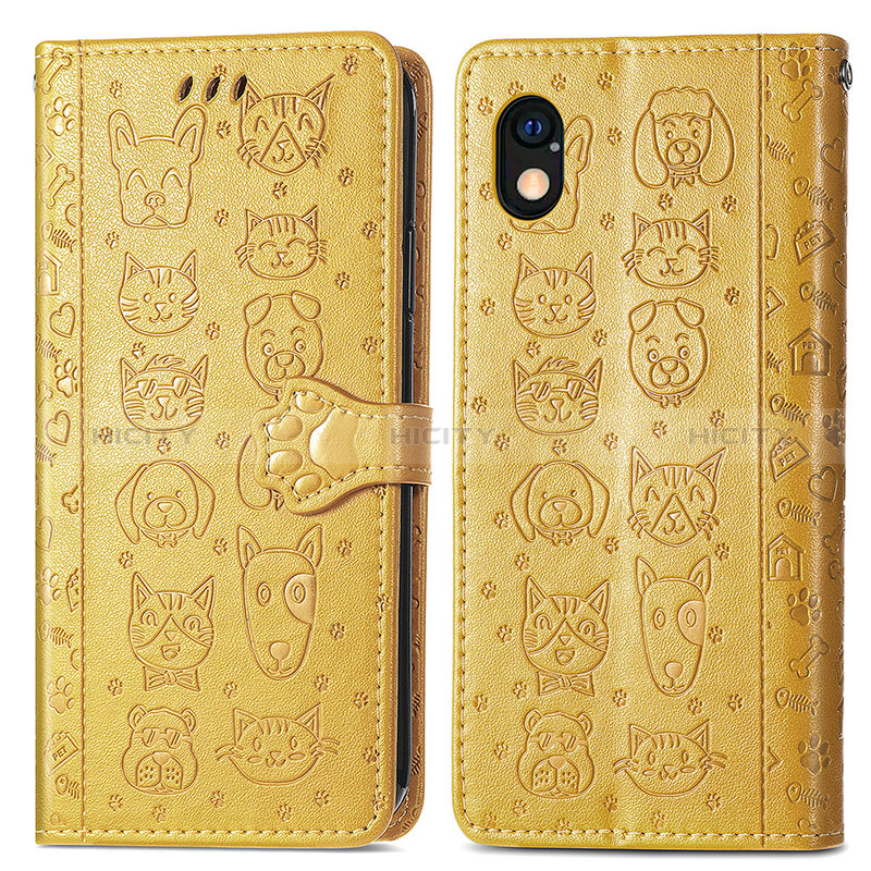 Funda de Cuero Cartera con Soporte Patron de Moda Carcasa S03D para Sony Xperia Ace III SOG08 Amarillo