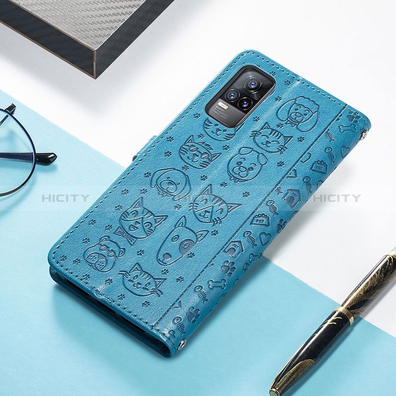 Funda de Cuero Cartera con Soporte Patron de Moda Carcasa S03D para Vivo V21e 4G