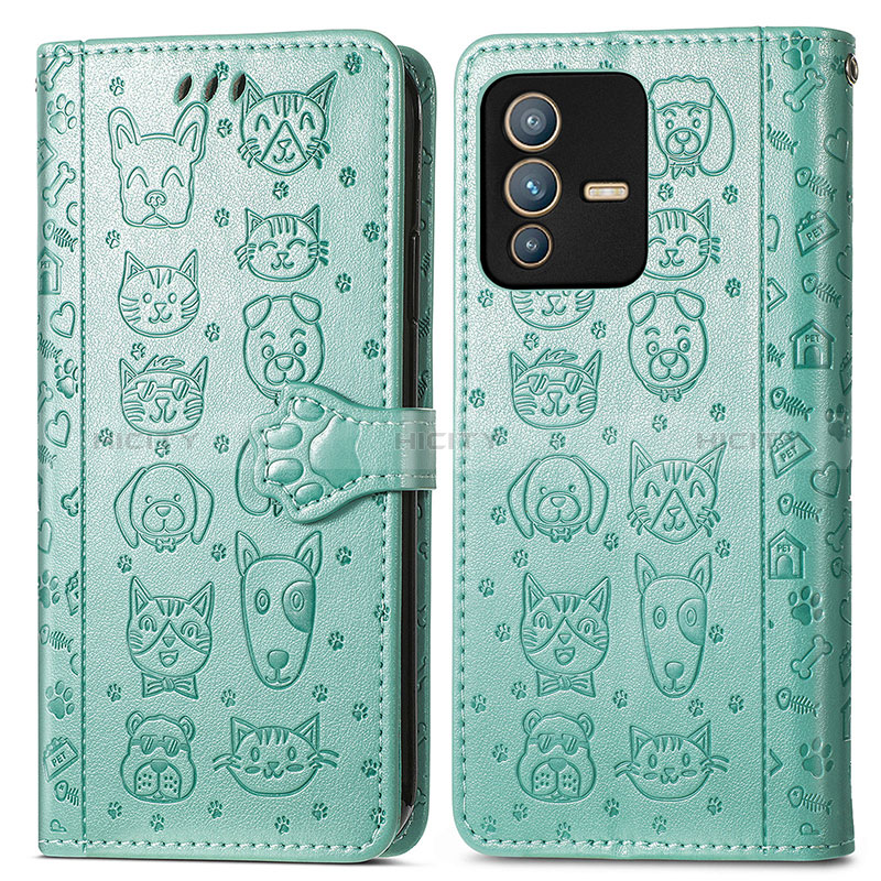 Funda de Cuero Cartera con Soporte Patron de Moda Carcasa S03D para Vivo V23 5G Verde