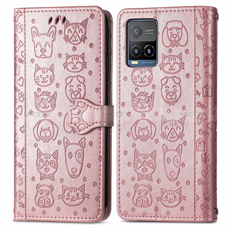 Funda de Cuero Cartera con Soporte Patron de Moda Carcasa S03D para Vivo Y21G Oro Rosa