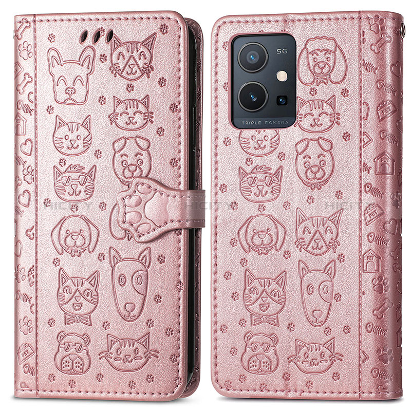 Funda de Cuero Cartera con Soporte Patron de Moda Carcasa S03D para Vivo Y33e 5G Oro Rosa