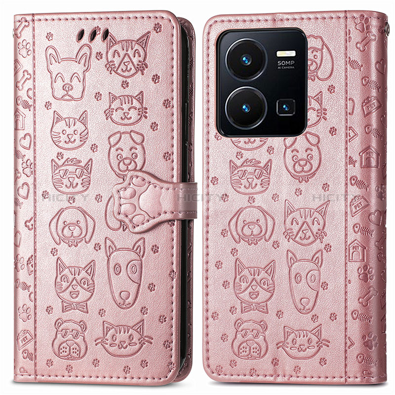 Funda de Cuero Cartera con Soporte Patron de Moda Carcasa S03D para Vivo Y35 4G