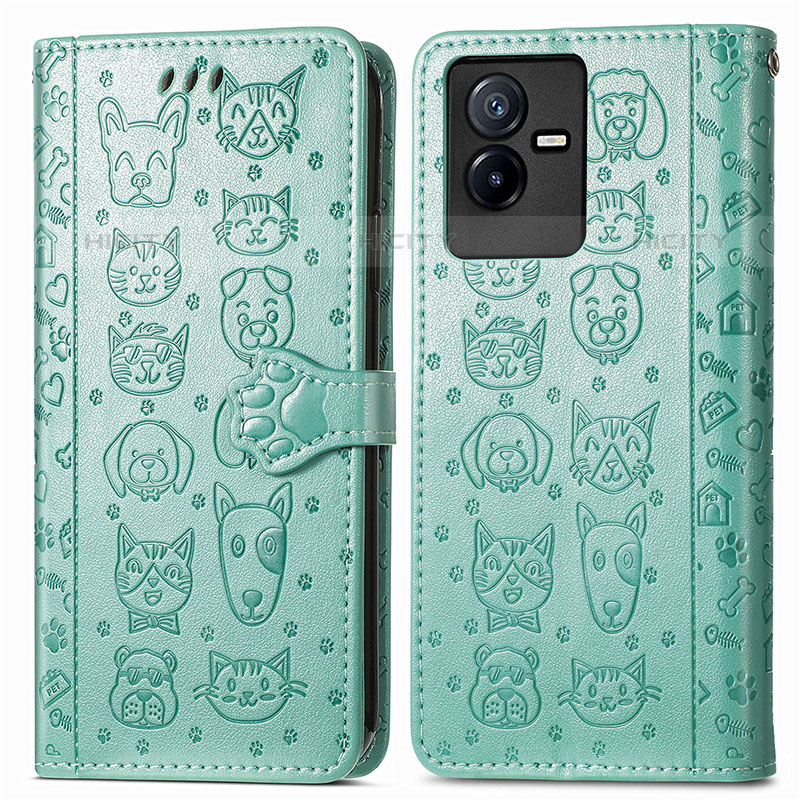 Funda de Cuero Cartera con Soporte Patron de Moda Carcasa S03D para Vivo Y73t Verde