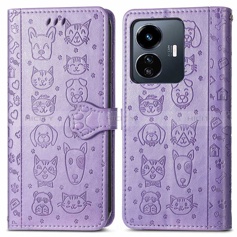 Funda de Cuero Cartera con Soporte Patron de Moda Carcasa S03D para Vivo Y77e 5G Morado