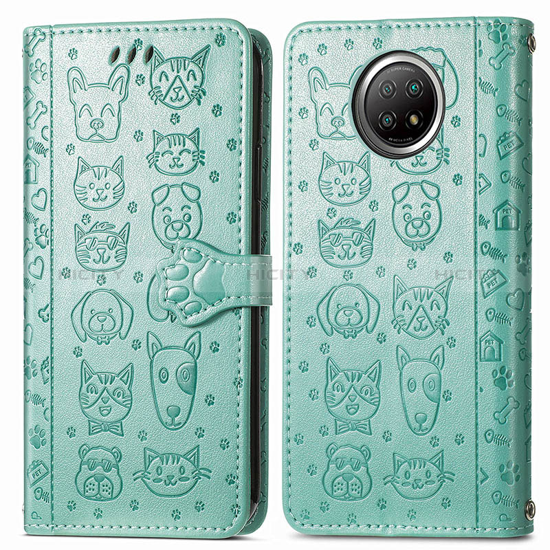 Funda de Cuero Cartera con Soporte Patron de Moda Carcasa S03D para Xiaomi Mi 10T Lite 5G Verde