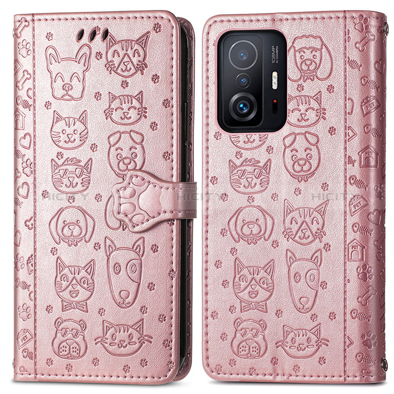 Funda de Cuero Cartera con Soporte Patron de Moda Carcasa S03D para Xiaomi Mi 11T 5G Oro Rosa