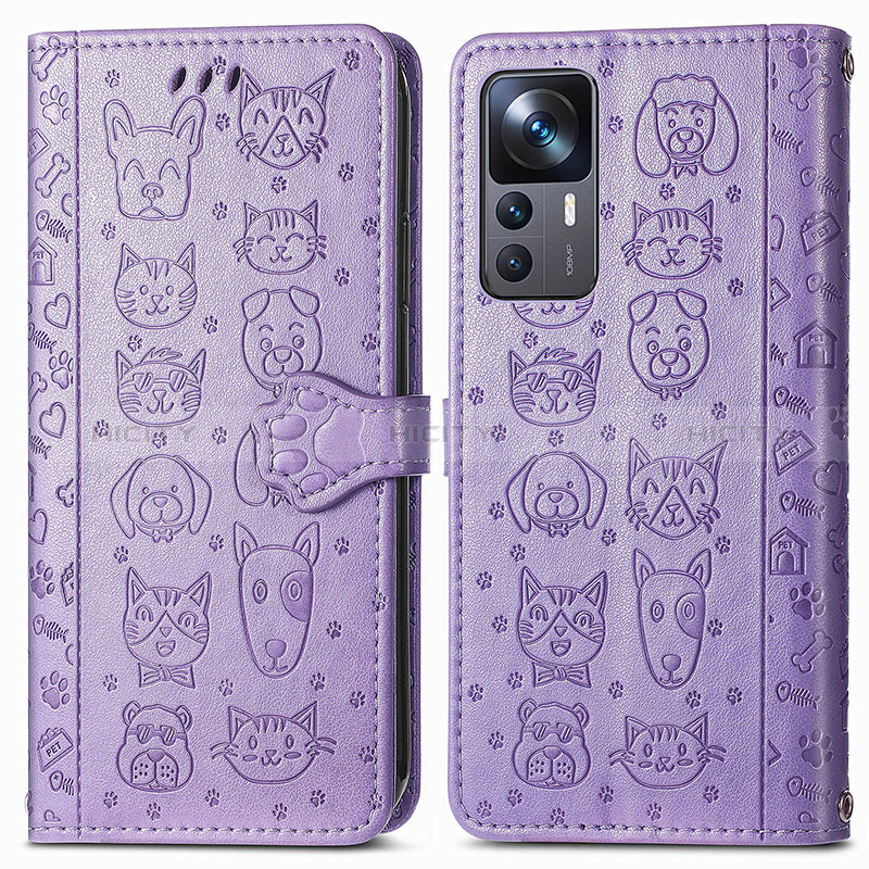 Funda de Cuero Cartera con Soporte Patron de Moda Carcasa S03D para Xiaomi Mi 12T Pro 5G Morado