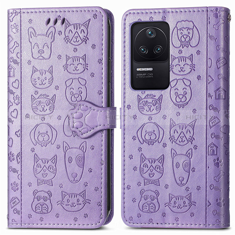 Funda de Cuero Cartera con Soporte Patron de Moda Carcasa S03D para Xiaomi Poco F4 5G Morado