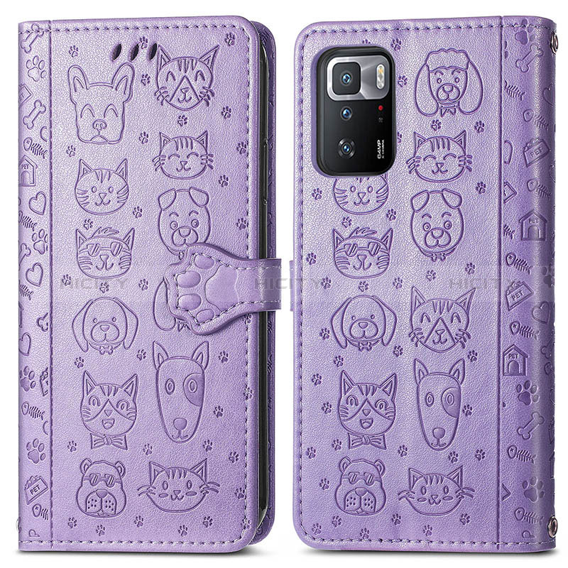 Funda de Cuero Cartera con Soporte Patron de Moda Carcasa S03D para Xiaomi Poco X3 GT 5G Morado