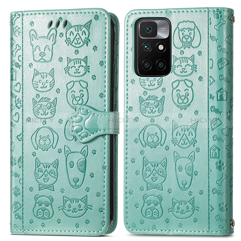 Funda de Cuero Cartera con Soporte Patron de Moda Carcasa S03D para Xiaomi Redmi 10 (2022) Verde