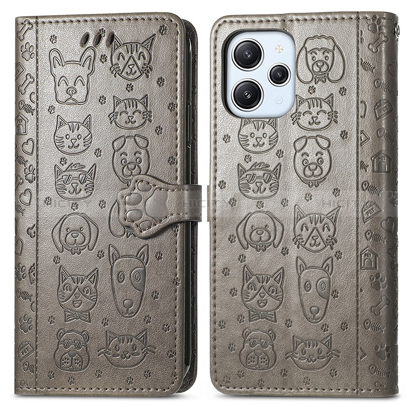 Funda de Cuero Cartera con Soporte Patron de Moda Carcasa S03D para Xiaomi Redmi 12 4G Gris