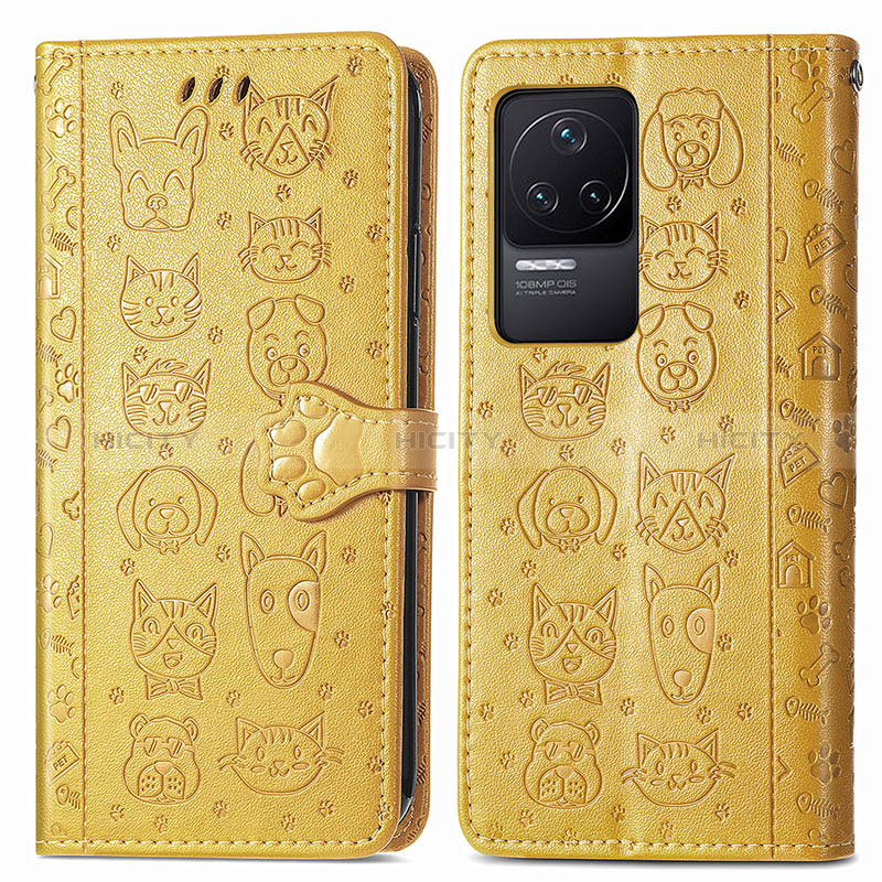 Funda de Cuero Cartera con Soporte Patron de Moda Carcasa S03D para Xiaomi Redmi K50 5G Amarillo