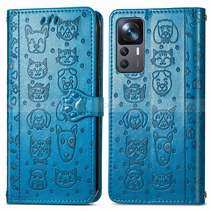 Funda de Cuero Cartera con Soporte Patron de Moda Carcasa S03D para Xiaomi Redmi K50 Ultra 5G Azul