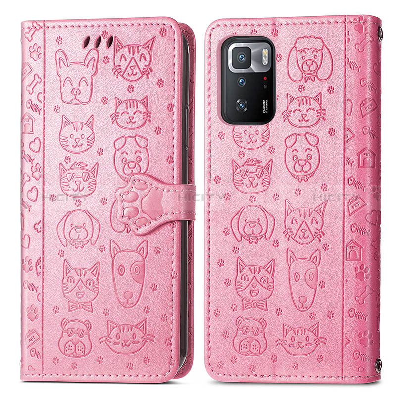 Funda de Cuero Cartera con Soporte Patron de Moda Carcasa S03D para Xiaomi Redmi Note 10 Pro 5G Rosa