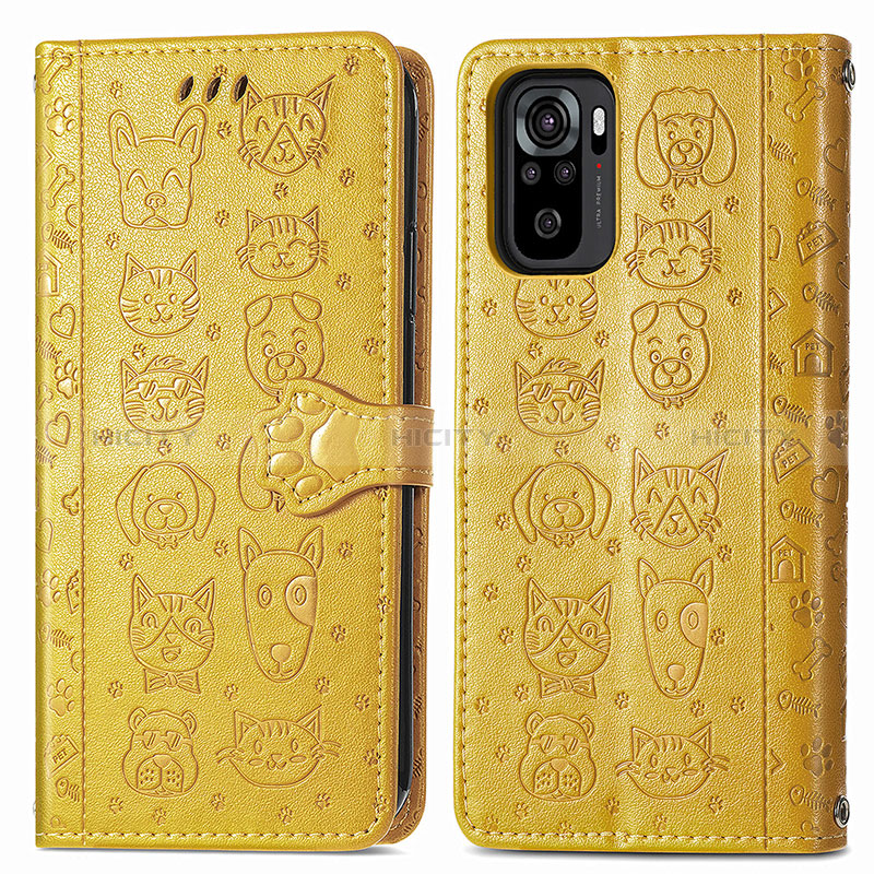 Funda de Cuero Cartera con Soporte Patron de Moda Carcasa S03D para Xiaomi Redmi Note 10S 4G Amarillo