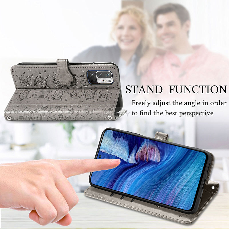 Funda de Cuero Cartera con Soporte Patron de Moda Carcasa S03D para Xiaomi Redmi Note 10T 5G