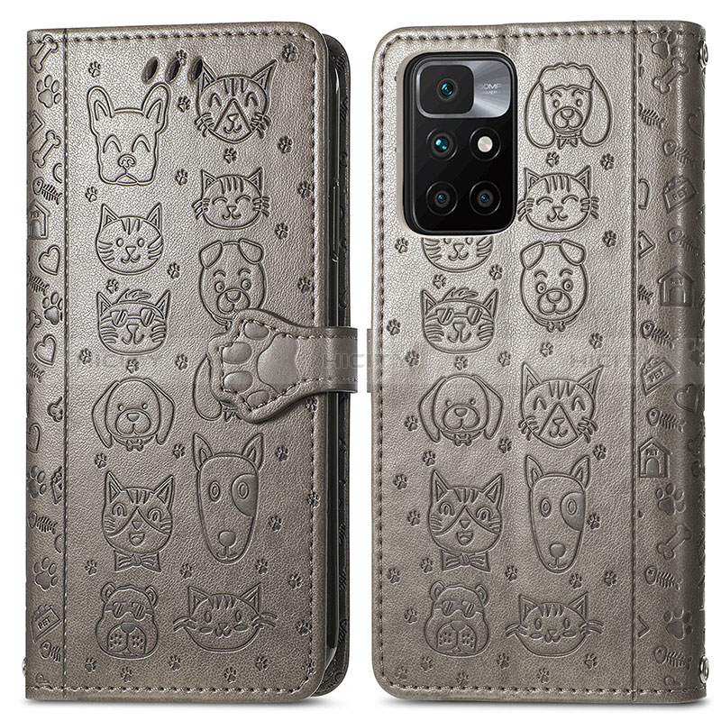 Funda de Cuero Cartera con Soporte Patron de Moda Carcasa S03D para Xiaomi Redmi Note 11 4G (2021) Gris