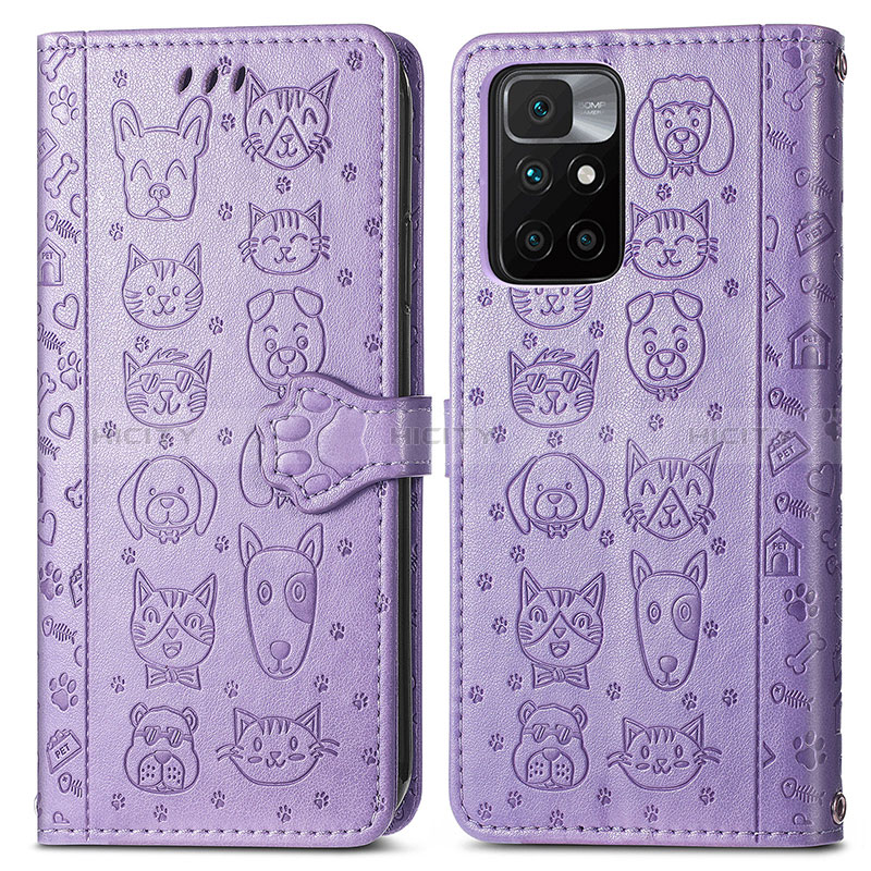 Funda de Cuero Cartera con Soporte Patron de Moda Carcasa S03D para Xiaomi Redmi Note 11 4G (2021) Morado