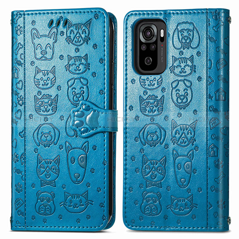 Funda de Cuero Cartera con Soporte Patron de Moda Carcasa S03D para Xiaomi Redmi Note 11 SE India 4G Azul