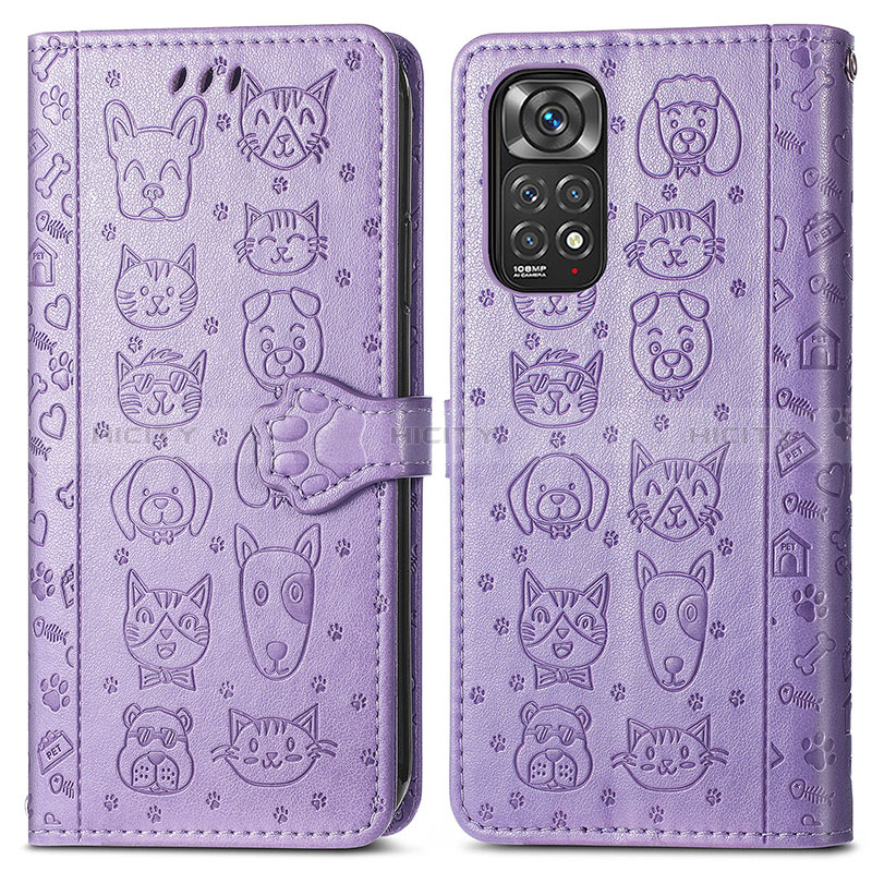 Funda de Cuero Cartera con Soporte Patron de Moda Carcasa S03D para Xiaomi Redmi Note 11S 4G Morado