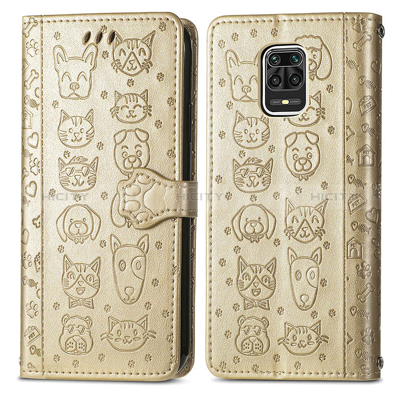 Funda de Cuero Cartera con Soporte Patron de Moda Carcasa S03D para Xiaomi Redmi Note 9 Pro Max Oro